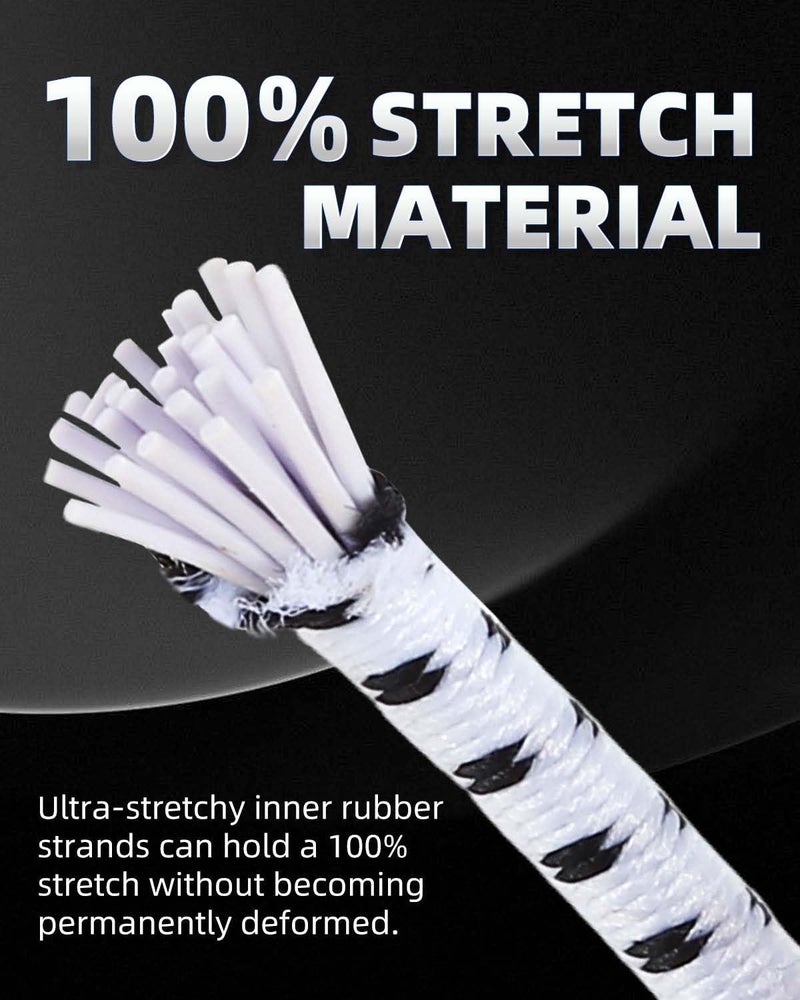 Radix Rope Bungee Cord 1/8 Inch x 200 Feet - White with Black Trace - Elastic Shock Cord, Stretch Rope for Kayak, Crafts, Tie-Downs, DIY Projects - Flexible, High-Strength Bungee Rope - Image 1